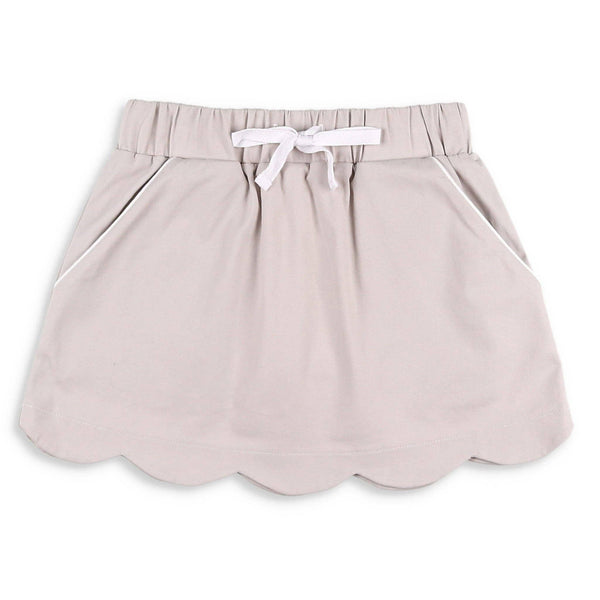 Khaki Twill Scallop Skort