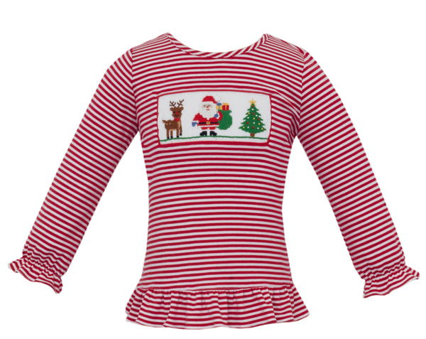 Santa Knit Blouse- Red Stripe