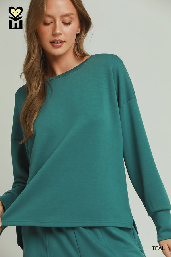 Drop Shoulder Pants Set- Teal