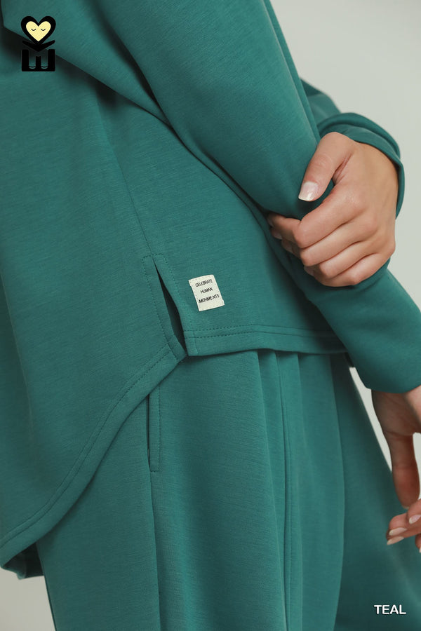 Drop Shoulder Pants Set- Teal