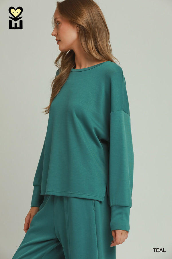 Drop Shoulder Pants Set- Teal