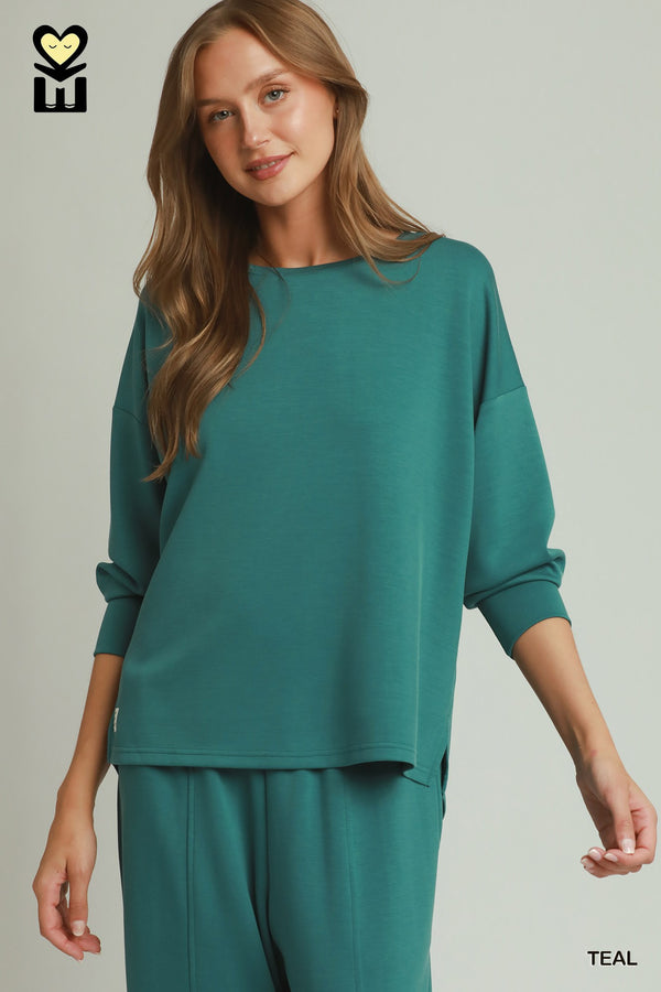 Drop Shoulder Pants Set- Teal
