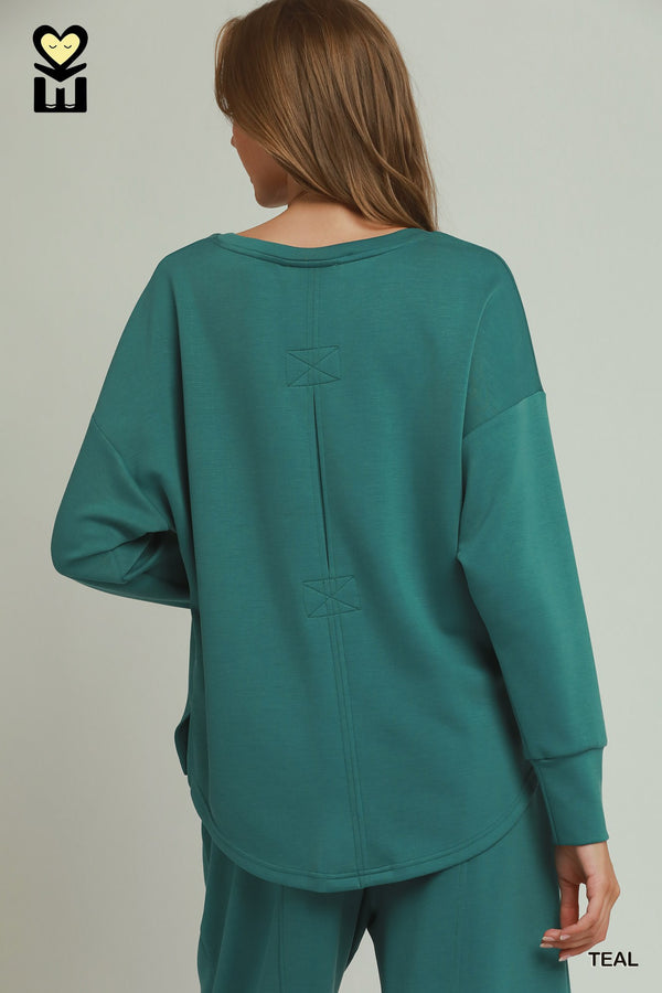 Drop Shoulder Pants Set- Teal