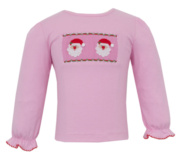 Santa Face Knit T-Shirt- Pink