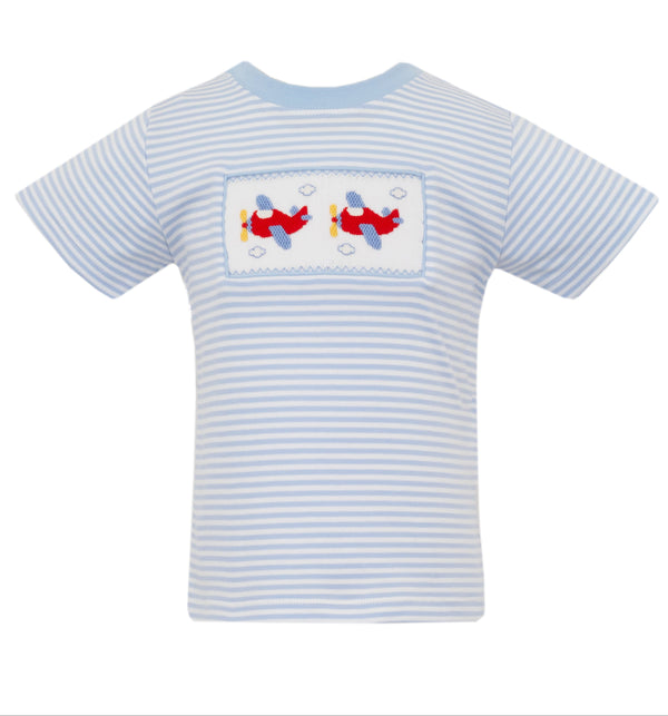 Airplane Knit T-Shirt- Lt. Blue Stripe