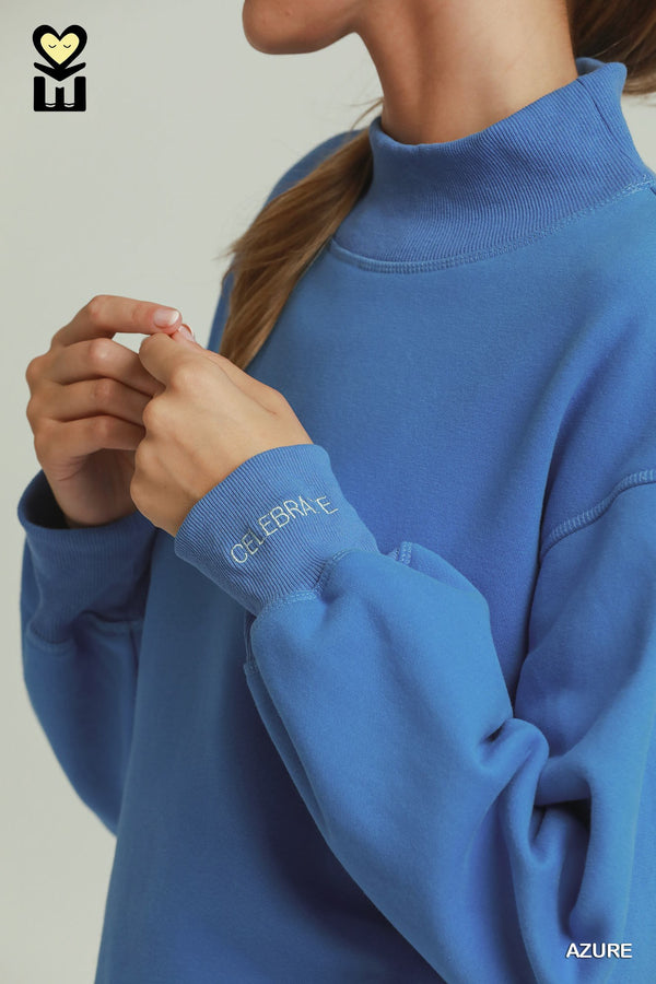 Mock Neck Sweatshirt Skort Set- Azure