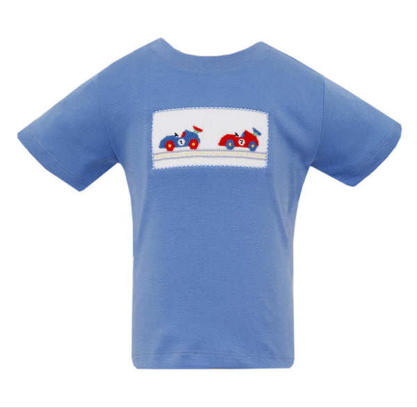 Race Cars Knit T-Shirt- Periwinkle Blue