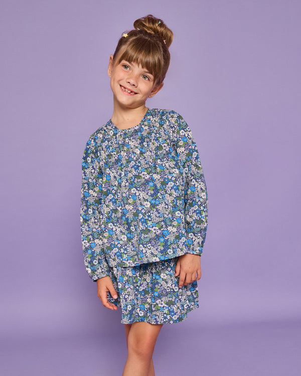 Anita Top- Brookline Blossoms Blue