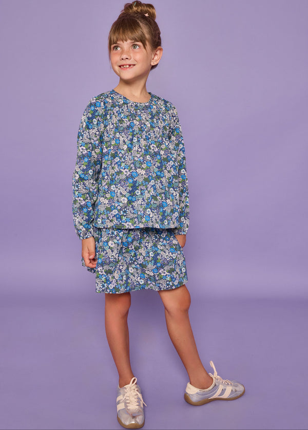 Anita Top- Brookline Blossoms Blue
