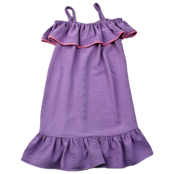 Lavender Ruffle Shoulder Dress