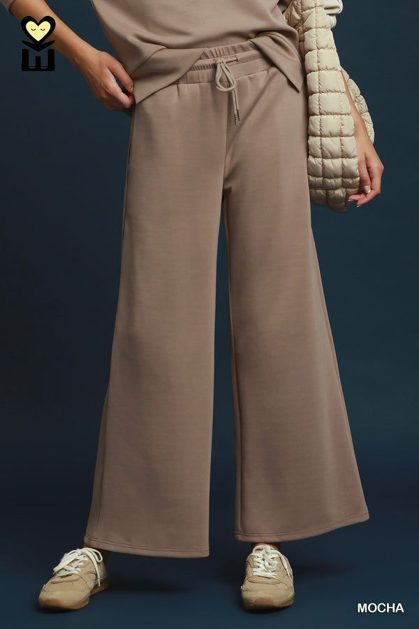 Colorblock Pullover Pants Set- Mocha