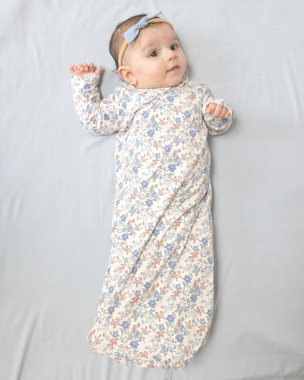 Country Girl Floral Kimono Gown- Ivory/Mellow Rose