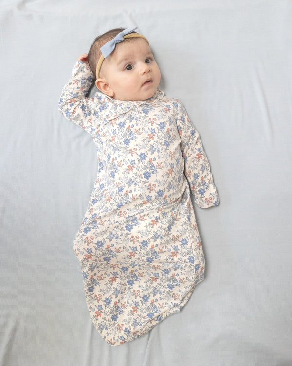 Country Girl Floral Kimono Gown- Ivory/Mellow Rose