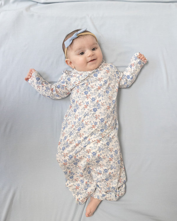 Country Girl Floral Kimono Gown- Ivory/Mellow Rose
