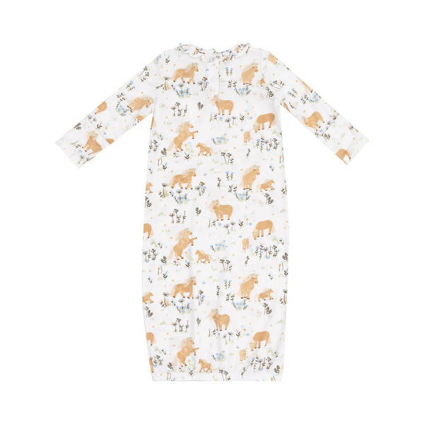 Pretty Ponies Kimono Gown- Beige