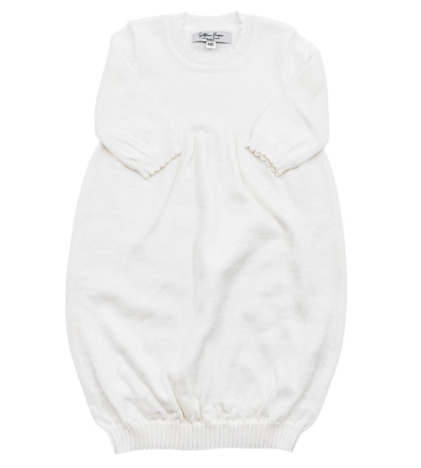 Knit Gown Scalloped Edge- Cream