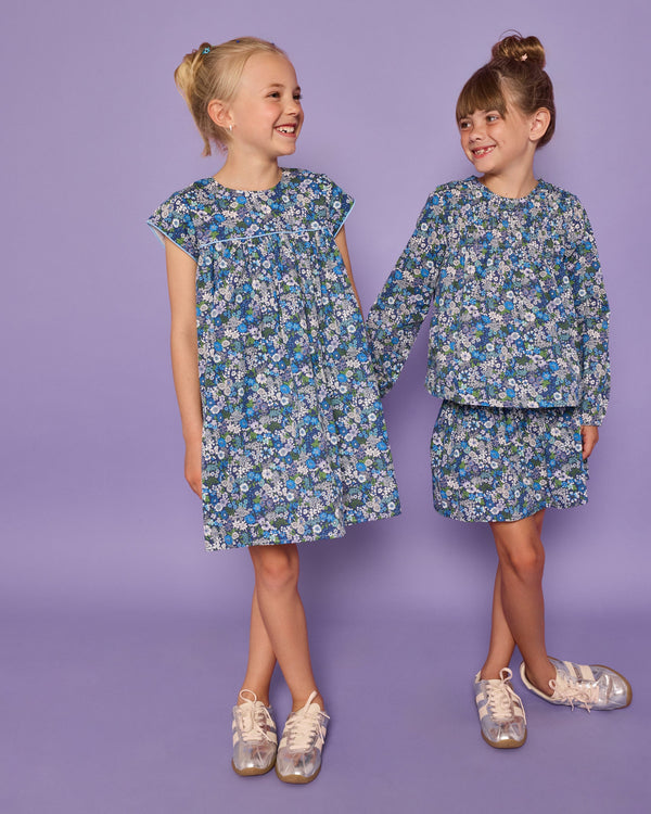 Charlotte Dress- Brookline Blossoms Blue