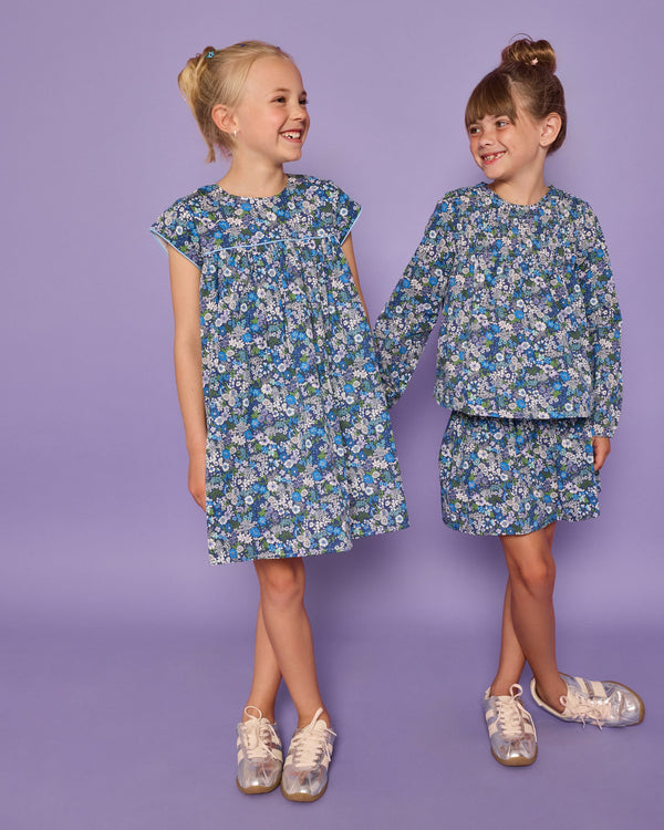 Anita Top- Brookline Blossoms Blue