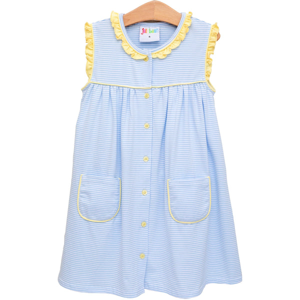 Harper Dress- Blue Stripe with Yellow