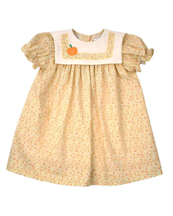 Floral Float Dress- Pumpkin Collar
