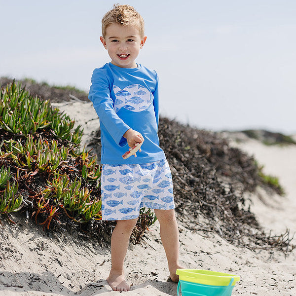 Swim Trunks- Blue Fish