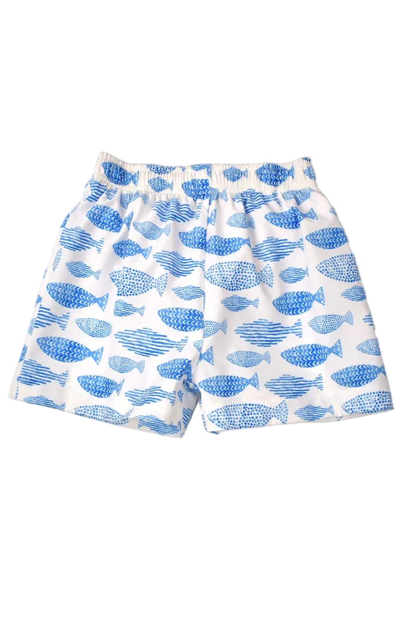 Swim Trunks- Blue Fish