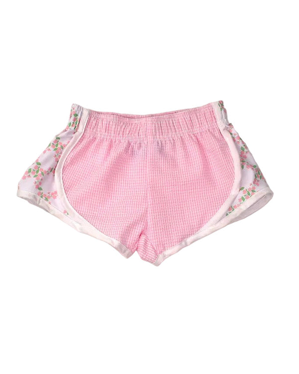 Pink Check Shorts (Floral Trellis Sides)