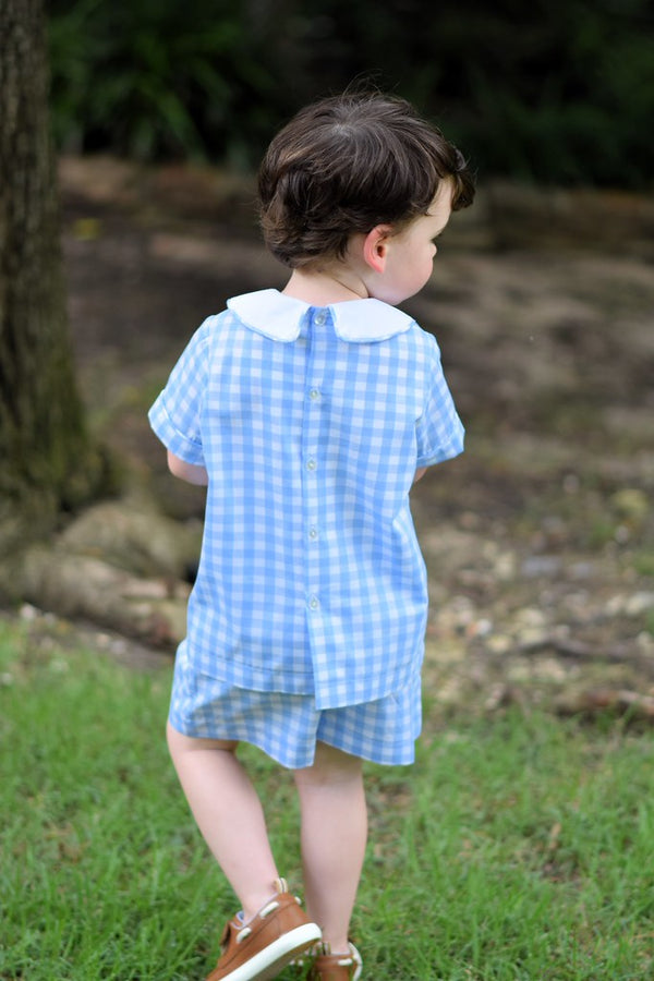 Blue Check Short Set