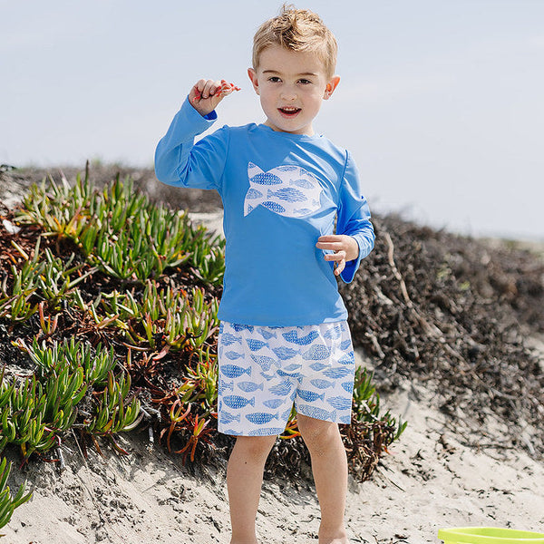 Swim Trunks- Blue Fish