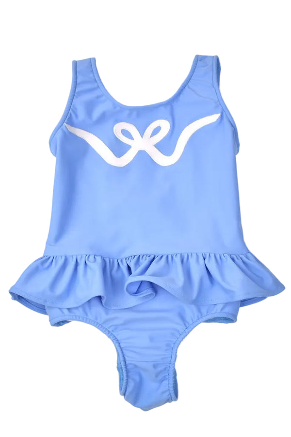 Bow Applique Ruffle Swimsuit