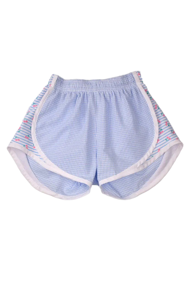 Blue Check Shorts (Cherries Sides)