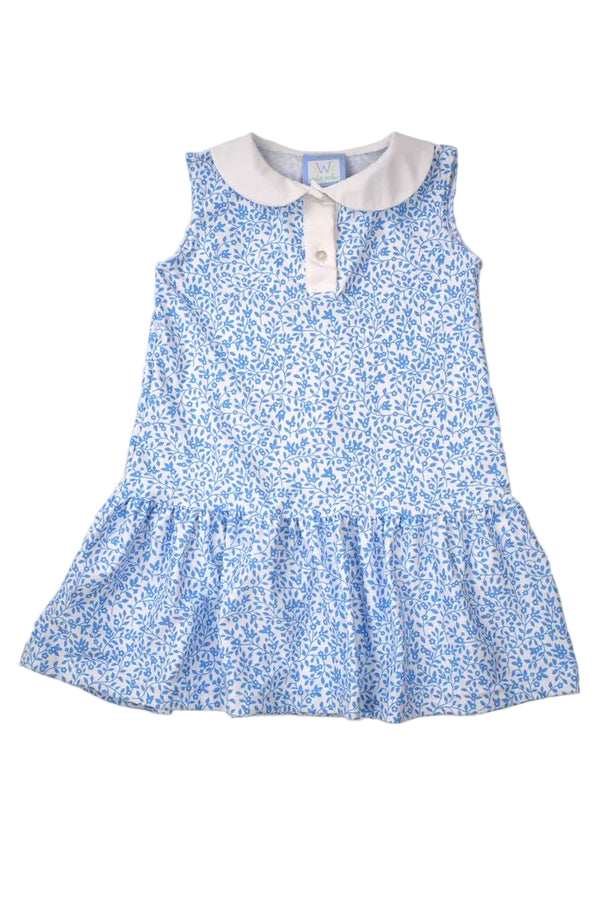 Blue Floral Polo Dress
