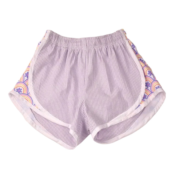 Lavender Gingham Shorts (Retro Rainbow Sides)