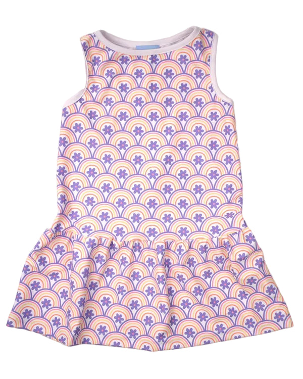 Rainbow Retro Print Tank Dress