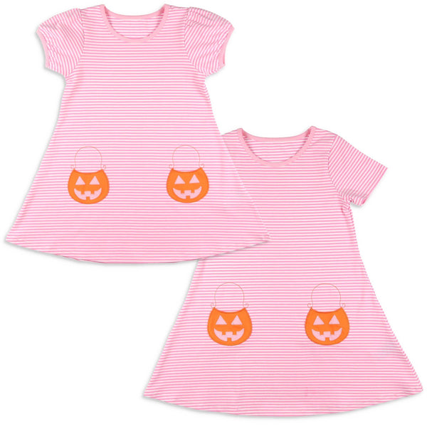 Pumpkin Pocket Dress- Pink Stripe
