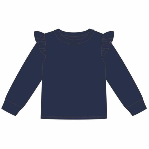 French Terry Flutter Pullover- Navy