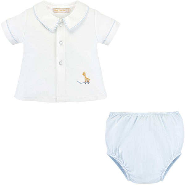 Tiny Giraffe Diaper Set- Blue