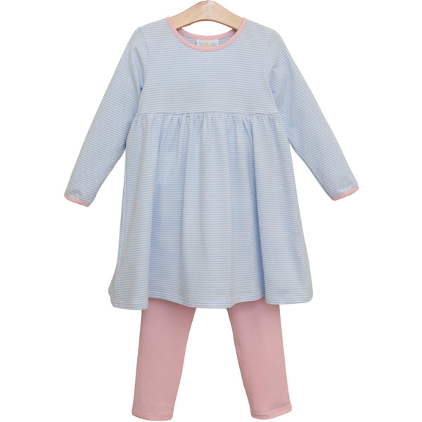 Sadie Pants Set- Light Blue Stripe/Light Pink