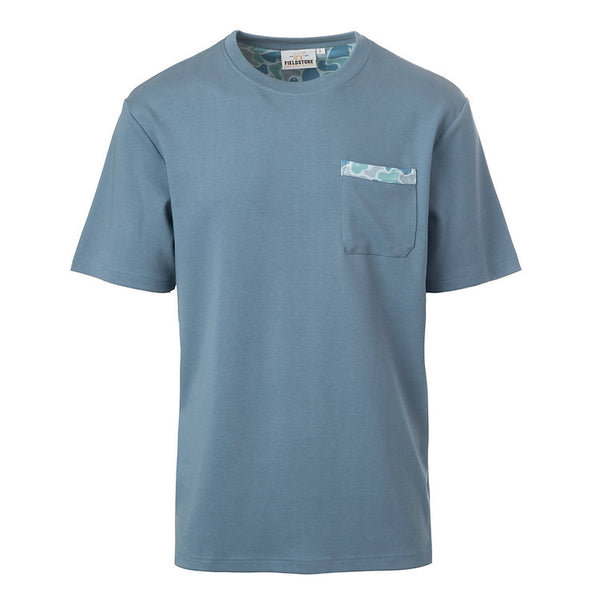 Youth Solid Tee With Saltwater Camo Pocket