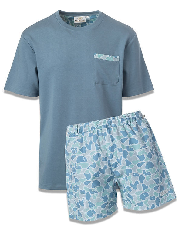 Youth Solid Tee With Saltwater Camo Pocket