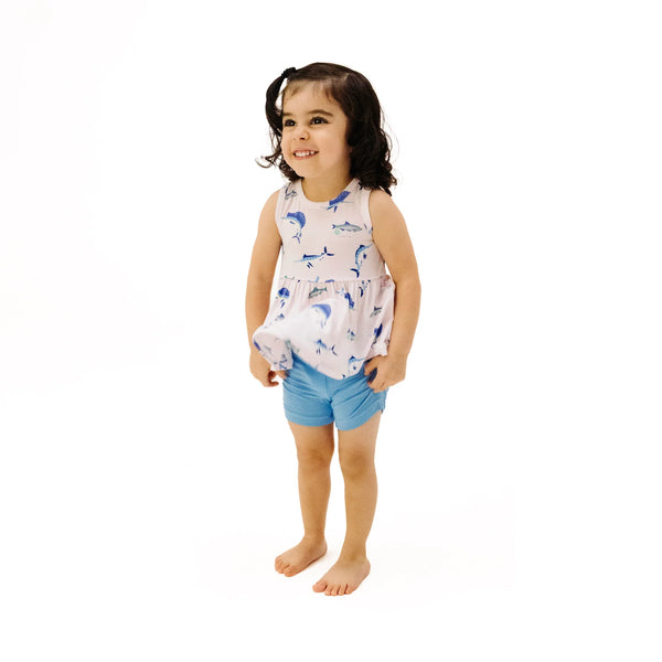 Deep Sea Fishing Pink Peplum Biker Short Set