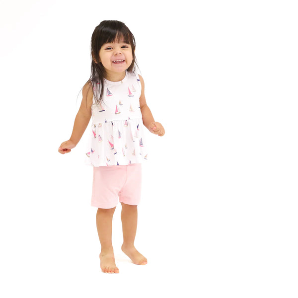 Sailboats Pink Peplum Bike Short Set