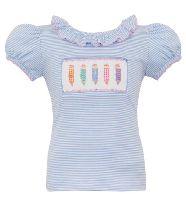 Color Pencils Knit T-Shirt- Blue Stripe