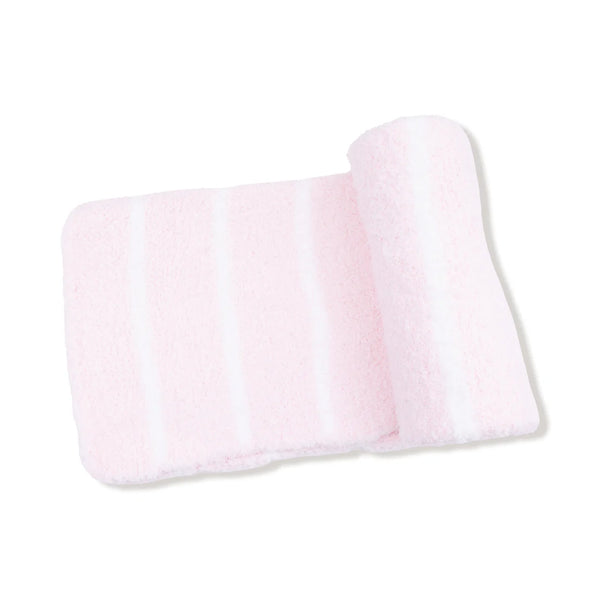 Chenille Receiving Blanket- Pink & Ivory Stripe