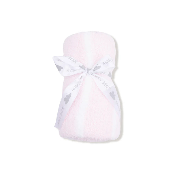 Chenille Receiving Blanket- Pink & Ivory Stripe