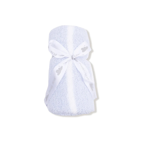 Chenille Receiving Blanket- Light Blue & Ivory Stripe