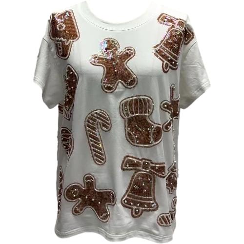 White Frosted Christmas Cookie Oversized Tee- Women's