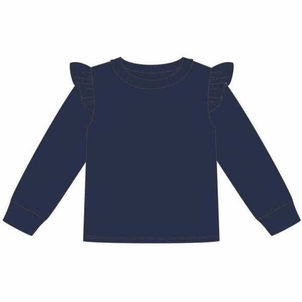 French Terry Flutter Pullover- Navy