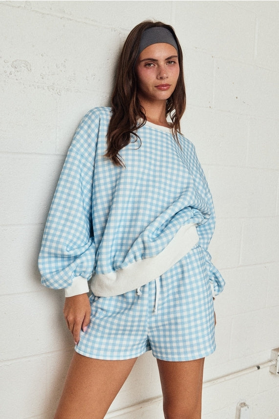 Blue Gingham Lounge Set