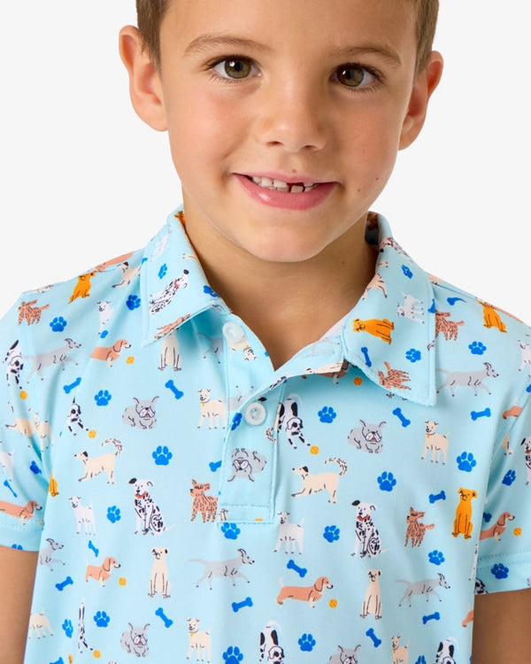 Performance Knit Polo- Tiny Puppy Playtime